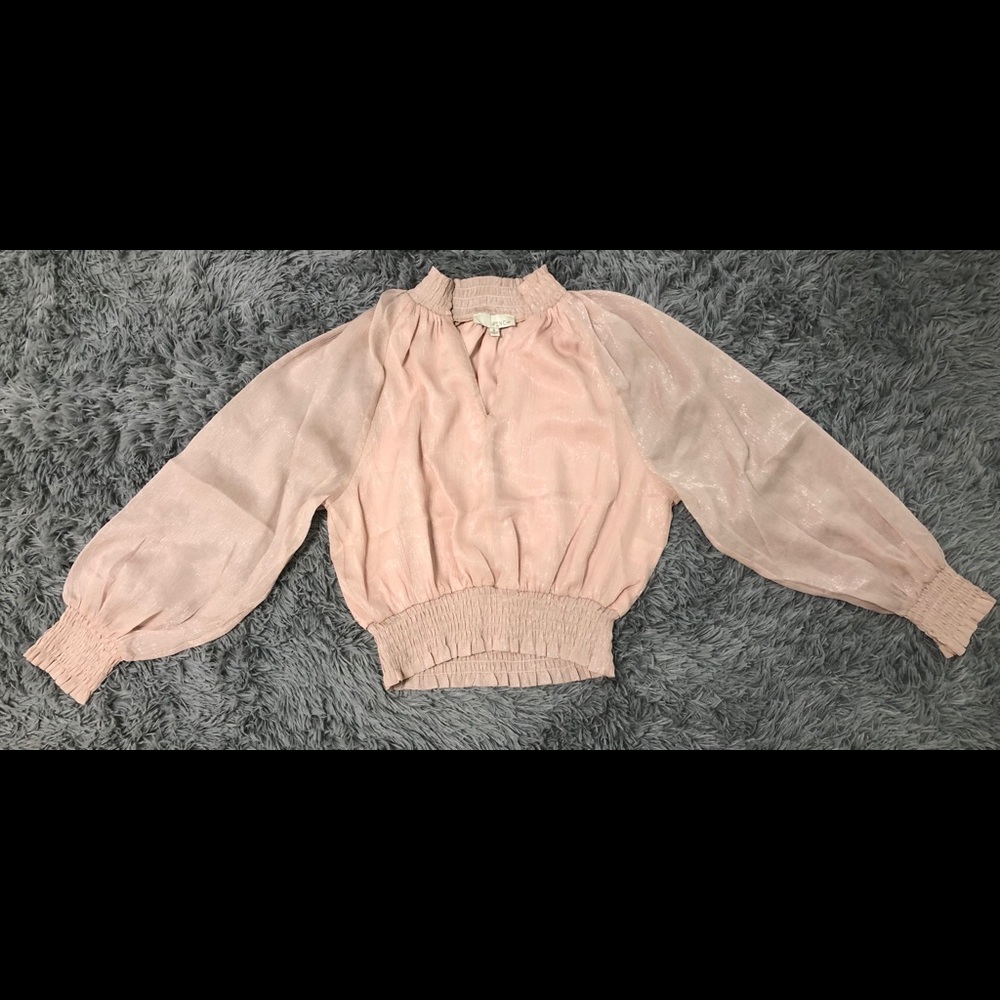 Blush pink top with balloon sleeves
